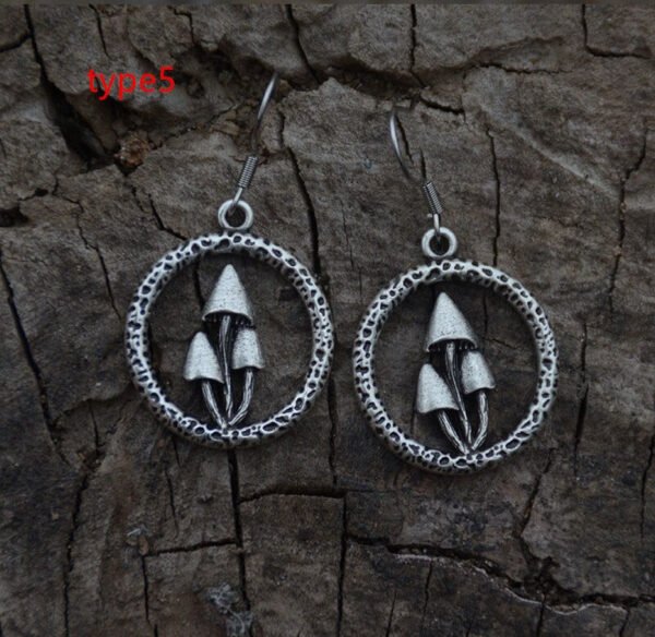 5type Silver Cute Mushroom Drop Earrings Plant Harajuku Jewelry