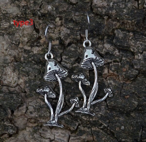 5type Silver Cute Mushroom Drop Earrings Plant Harajuku Jewelry