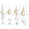 Crystal Wind Chime Star Moon Sun Light Catcher Prism Rainbow Maker Suncatcher Windbell Hanging Pendant Ornament Home Decoration