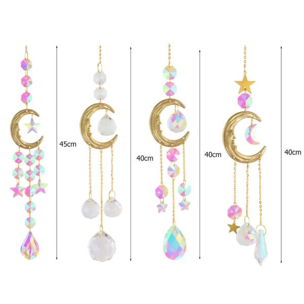 Crystal Wind Chime Star Moon Sun Light Catcher Prism Rainbow Maker Suncatcher Windbell Hanging Pendant Ornament Home Decoration