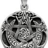 Sterling Silver Small Moon Pentacle Pentagram Pendant