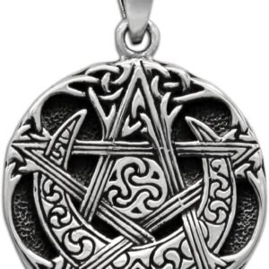 Sterling Silver Small Moon Pentacle Pentagram Pendant