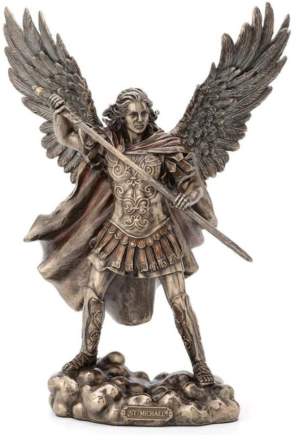 Magic  Collection~11.4 Inch Archangel Saint Michael Unsheathing The Sword Antique Bronze Finish Guardian Angel Statue