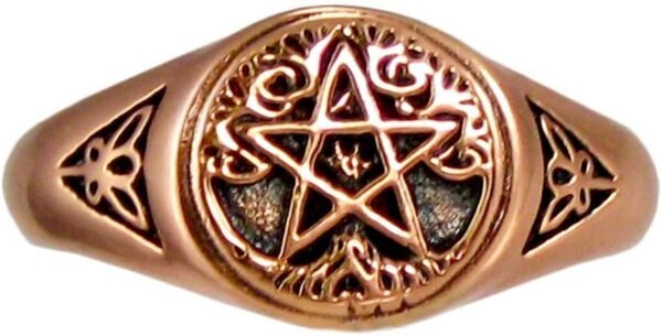Copper Pagan Tree Pentacle Pentagram Ring (Size 5-12)
