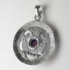 Sterling Silver Cut Out Moon Goddess Pentacle Pendant with Natural Amethyst
