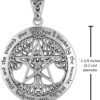 Sterling Silver Extra Large Cut Out Tree Pentacle Pendant