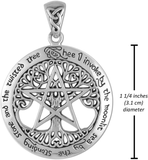 Sterling Silver Extra Large Cut Out Tree Pentacle Pendant