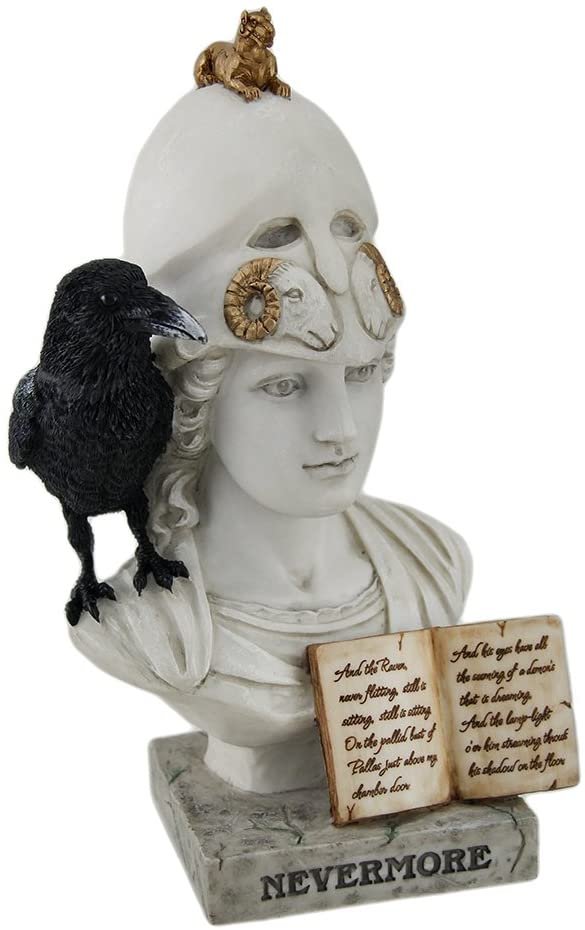 Magicun  Collection~The Raven Nevermore On Pallas Athena Bust Statue