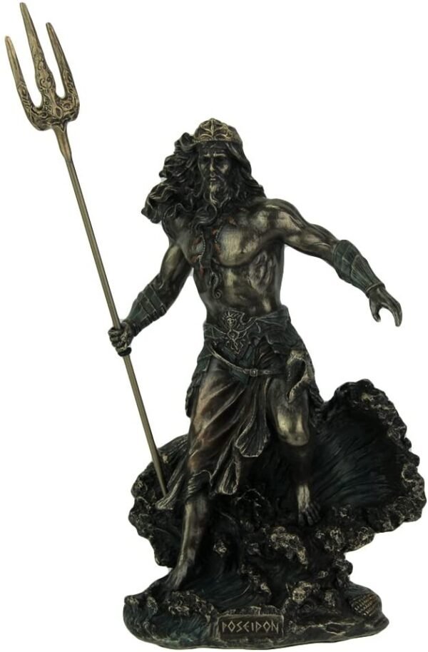 Magic  Collection~Greek God Poseidon Standing Over Crashing Waves Statue
