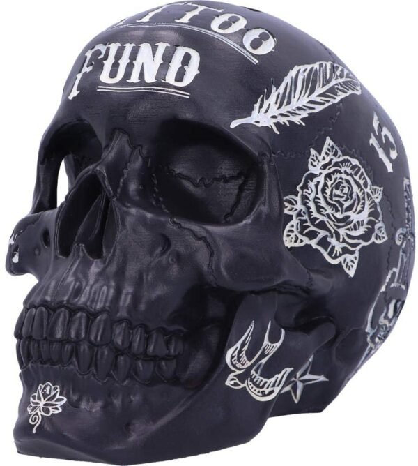 Dark Collection~Black and White Traditional, Tribal Tattoo Fund Skull, Polyresin, One Size