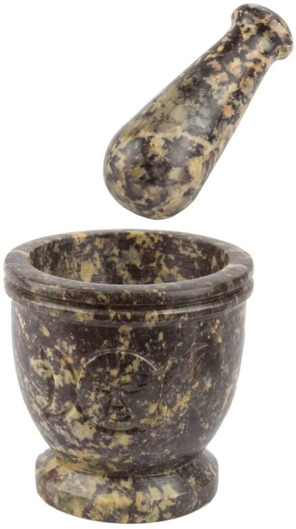 Witchcraft~Magickal Finds LMS22 Triple Moon Soapstone Mortar & Pestle