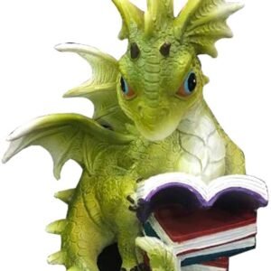 Fantasy Collection~ Tales Green Dragon Reading Figurine, Polyresin, One Size