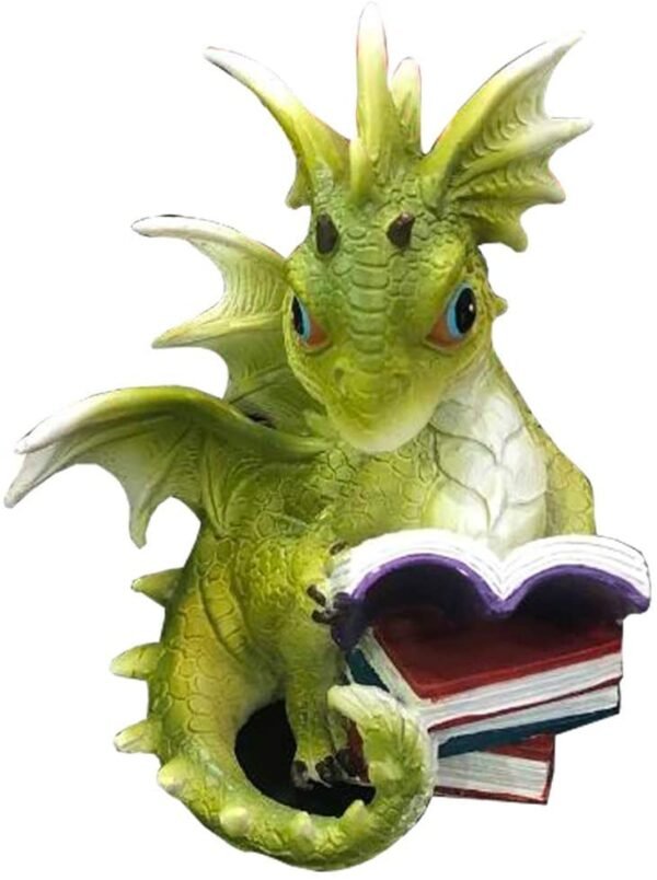 Fantasy Collection~ Tales Green Dragon Reading Figurine, Polyresin, One Size