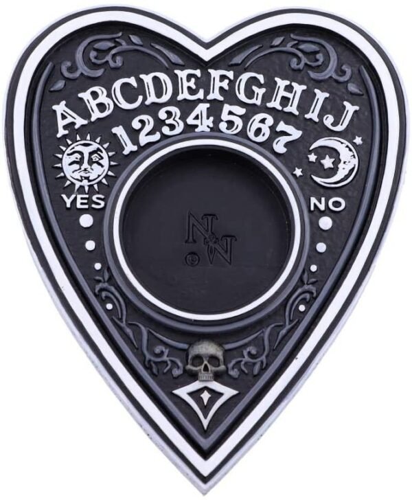 Wiccan Collection~Black and White Spirit Board Tea Light Holder, Polyresin, 9.5cm