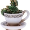 Fantasy Collection~ U5020R0 Green Dracuccino Dragon Teacup Figurine, Polyresin, One Size