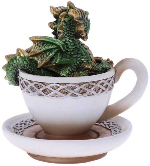 Fantasy Collection~ U5020R0 Green Dracuccino Dragon Teacup Figurine, Polyresin, One Size