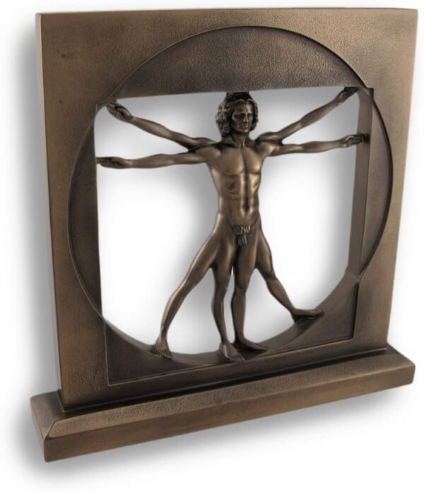 Magic  Collection~Leonardo da Vinci Vitruvian Man Nude Male Bronzed Sculpture Statue