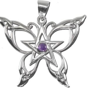 610xwX8iABL._AC_SL1000 Sterling Silver Butterfly Pentacle Pendant with Natural Amethyst