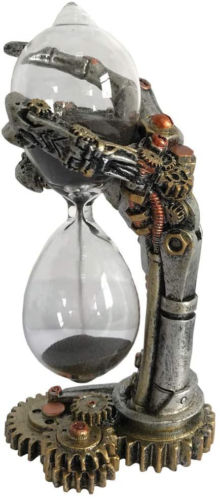 Steampunk Collection~Steampunk Time Skeletal Hand Sand Timer, Silver, 16cm