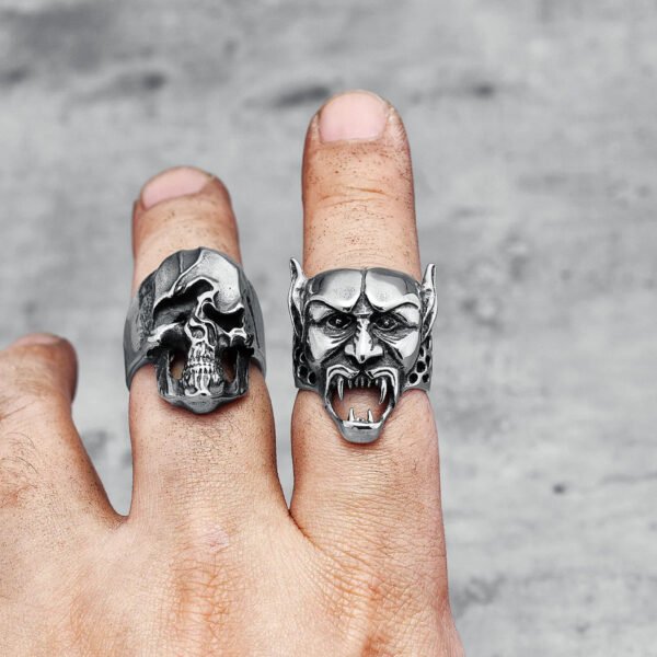 316L Stainless Steel Vampire Men Ring Punk HipHop Retro Eastern Europe Mythology for Biker Male Boy