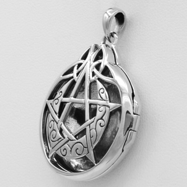 Sterling Silver Crescent Moon Aromatherapy Pentacle Pentagram Locket