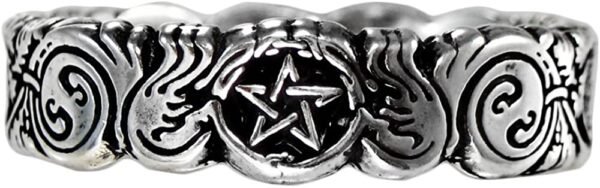 Soloman Pentant~Sterling Silver Celtic knot Pentacle Banshee Guardian Ring Jewelry (Size 4-12)