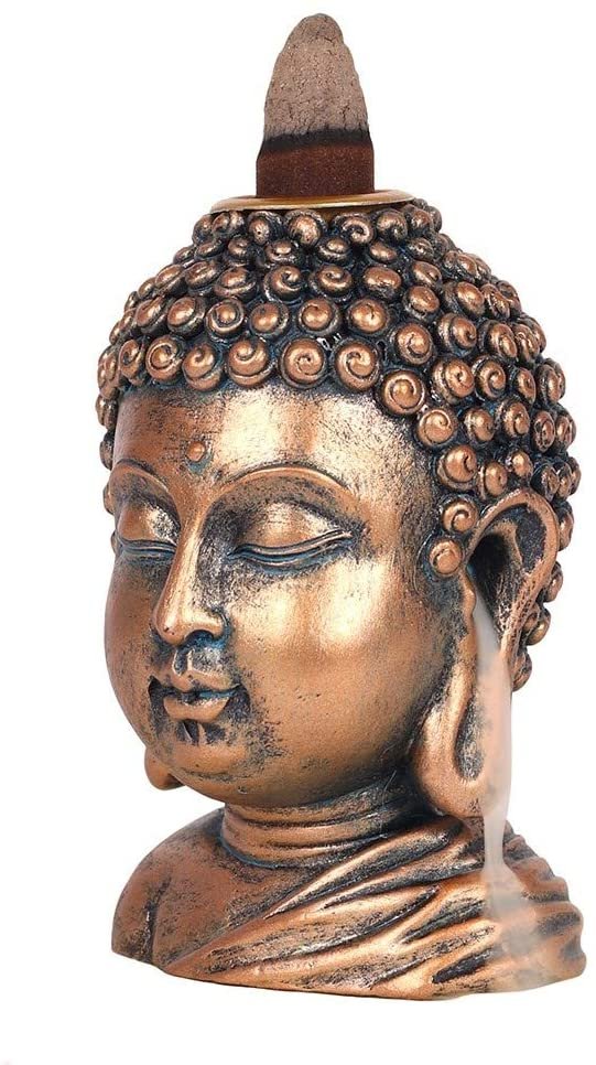Spirit of Equinox Buddha Head Backflow Incense Burner Bronze