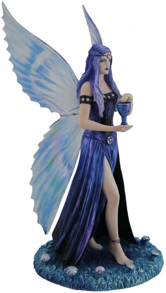 Magicun  Collection~Resin Statues Anne Stokes Enchantment Blue Butterfly Fairy Statue 5 X 10 X 5 Inches Blue