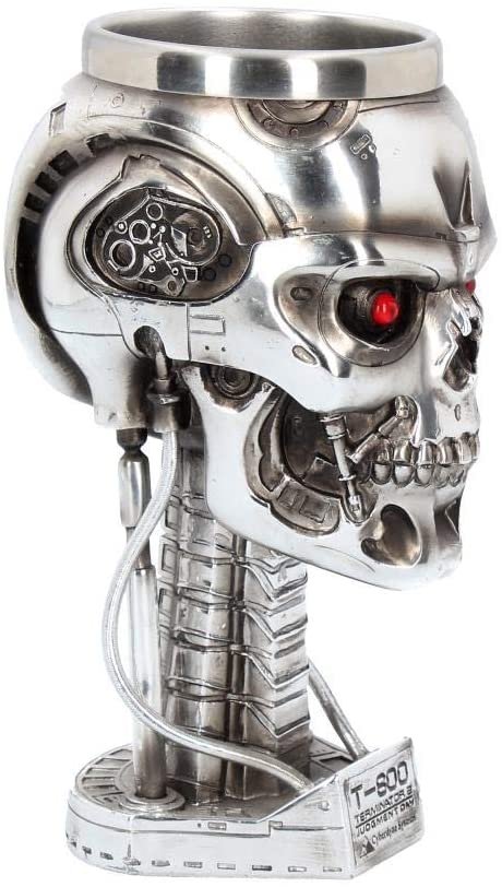 Magicun N.Giftware~Terminator Head Goblet 17cm Silver, Resin w/Stainless Steel Insert