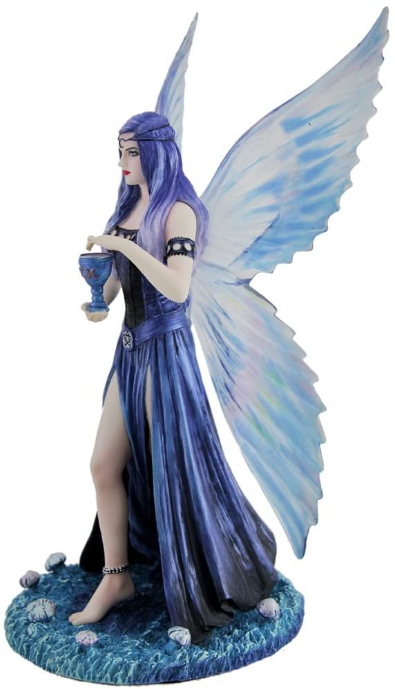 Magicun  Collection~Resin Statues Anne Stokes Enchantment Blue Butterfly Fairy Statue 5 X 10 X 5 Inches Blue