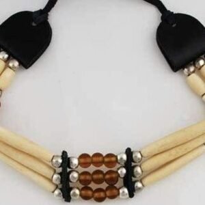 Witchcraft~JCB032 Brown Beaded Bone Choker