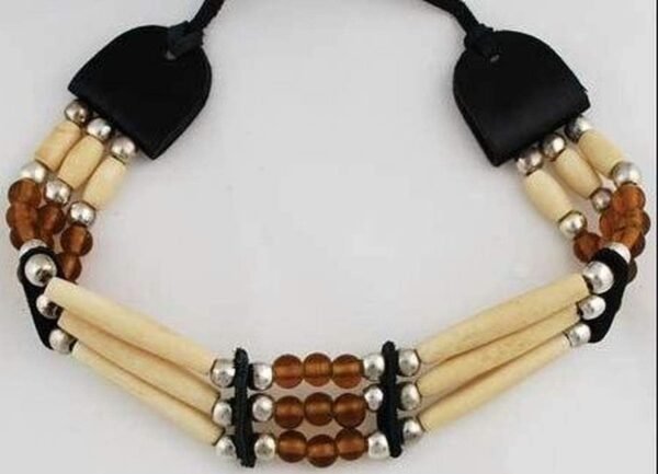 Witchcraft~JCB032 Brown Beaded Bone Choker