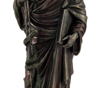 Magic  Collection~Hippocrates Greek Father of Medicine Holding Book & Staff Bronze Finish Statue