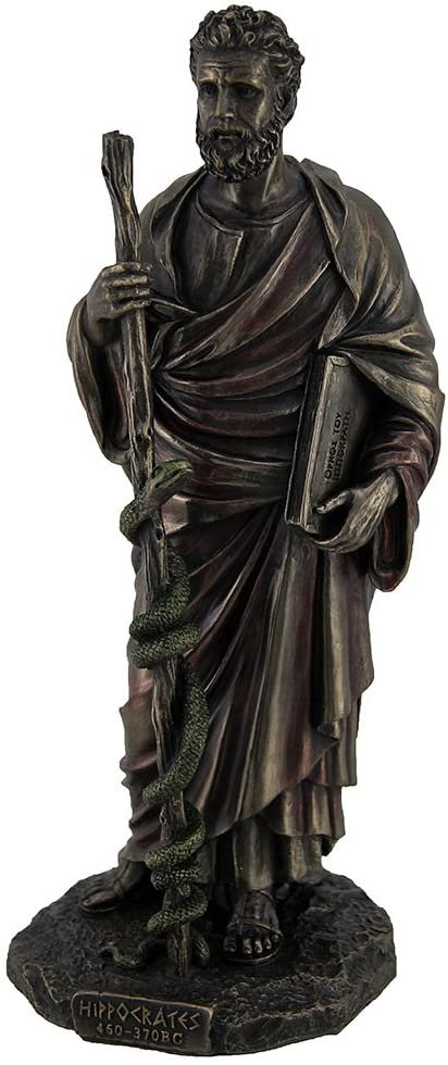 Magic  Collection~Hippocrates Greek Father of Medicine Holding Book & Staff Bronze Finish Statue