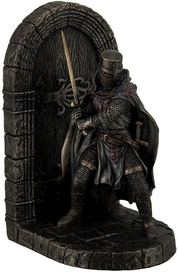 Magic  Collection~Maltese Crusader in Armor Guarding Door Holding Sword Decorative Bookend