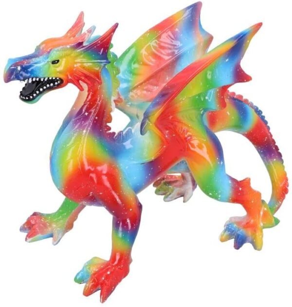 Fantasy Collection~ Multi-coloured Rainbow Dragon Ornament Figurine, Polyresin, 30cm