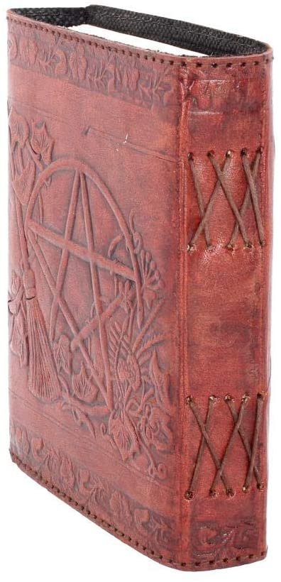 Wiccan Collection~Pentagram Embossed Leather Journal With Lock 20cm Brown