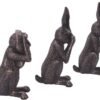 Animal Collection~ See No, Hear No, Speak No Evil Bronze Hare Figurines, Polyresin, One Size