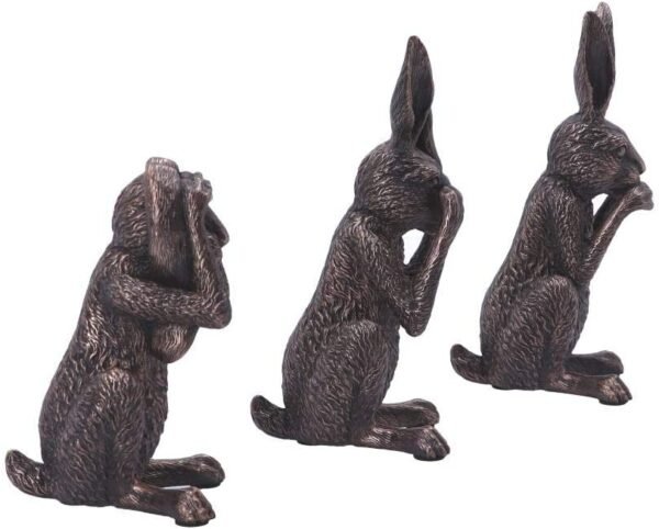 Animal Collection~ See No, Hear No, Speak No Evil Bronze Hare Figurines, Polyresin, One Size