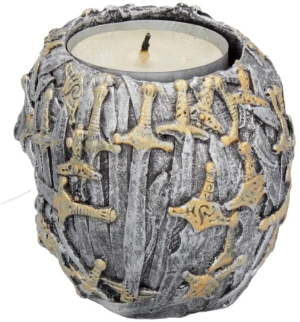 Dark Collection~Cranial Blade 10cm Set of 4 Skull Tealight Holders Silver, Resin, One Size