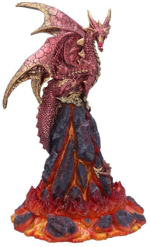 Fantasy Collection~ Volcanic Victory Red Magma Lava Dragon Figurine, Polyresin, 25.7cm