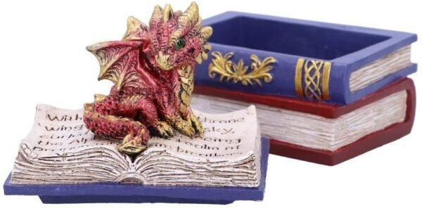 Magicun N.Giftware~Red Dragonling Diaries Dragon Book Box, Polyresin, 11.3cm
