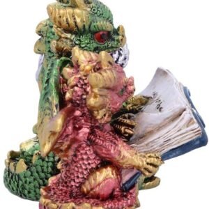 Fantasy Collection~ U5026R0 Tales of Fire Reading Book Dragon Figurine, Polyresin, Multi-Coloured, One Size