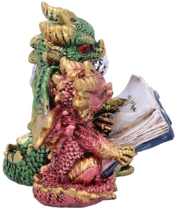 Fantasy Collection~ U5026R0 Tales of Fire Reading Book Dragon Figurine, Polyresin, Multi-Coloured, One Size