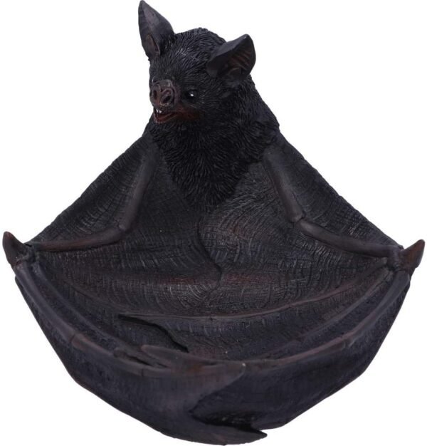 Dark Collection~Winged Watcher Bat Trinket Holder Jewellery Dish, Polyresin, Black, 24.1cm