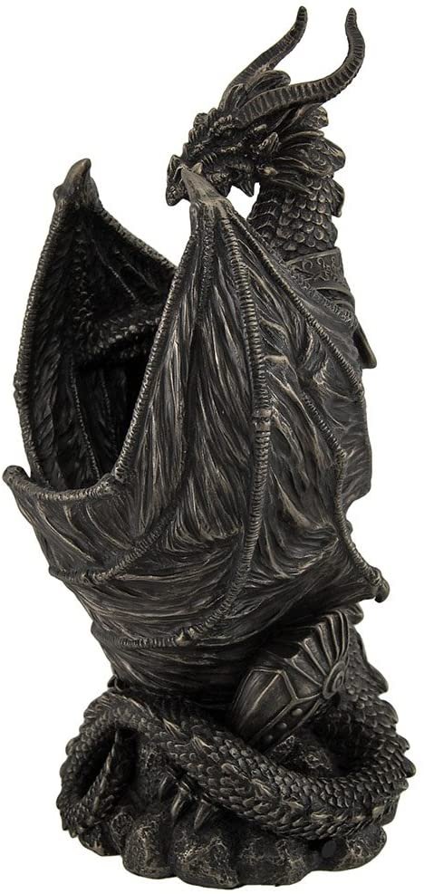 Magic  Collection~Resin Statues Guardian Of The Light Armored Dragon Led Night Light Statue 10 Inch 5 X 9.5 X 4.25 Inches Bronze