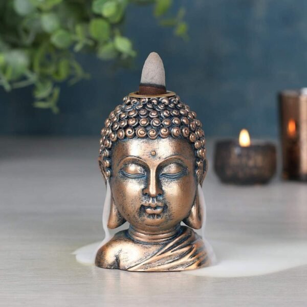 Spirit of Equinox Buddha Head Backflow Incense Burner Bronze