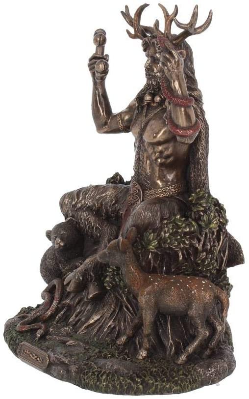 Wiccan Collection~Cernunnos and Animals 23cm Figurine, Bronze