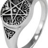 Sterling Silver Small Tree Pentacle Pentagram Ring (Sizes 5-12)