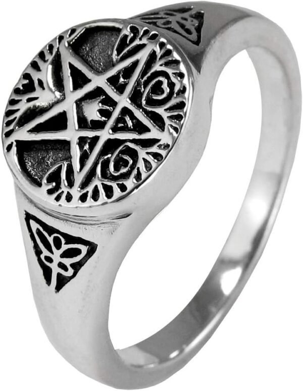 Sterling Silver Small Tree Pentacle Pentagram Ring (Sizes 5-12)